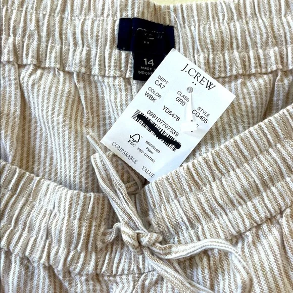 NWT J. Crew Linen-blend slim wide-leg drawstring pant - Picture 6 of 9